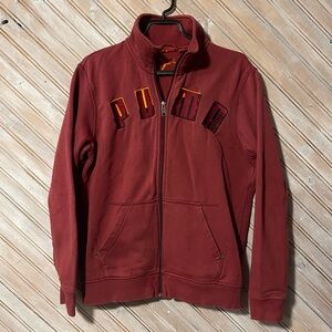 Puma vintage embroidered logo full zipper sweater retro burnt orange medium